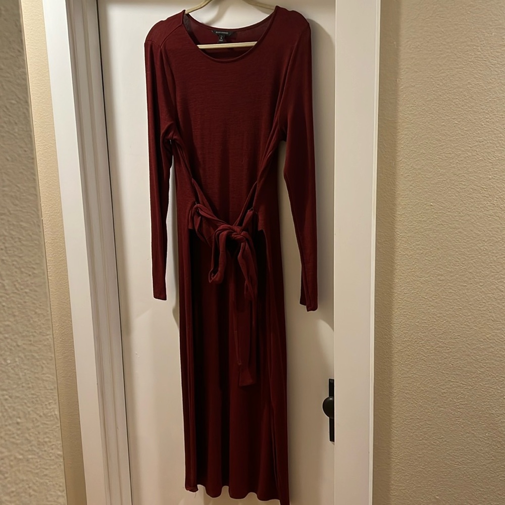 Tall M Oxblood Banana Republic Midi Wrap Knit Dress